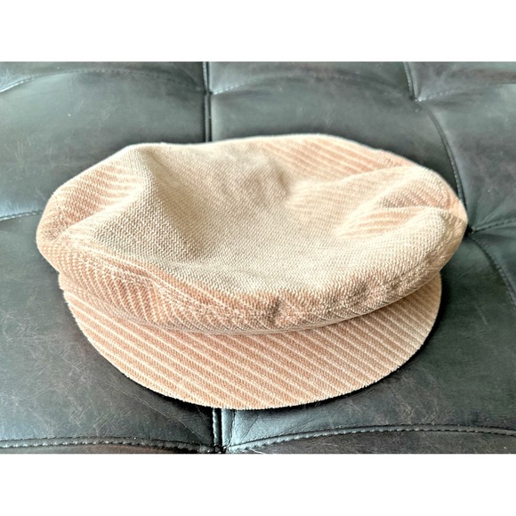 Helen Kaminski Cala Newsboy‎ Cap Velvet Corduroy Pin Dot Lined Beret Wide Angled